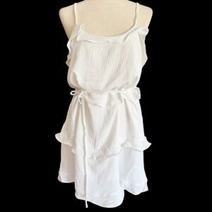 White Birch NWOT Tiered Ruffle Mini Dress S M Boho Graduation Bridal Cottagecore